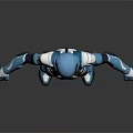Futuristic Blue And Black Armored Character With Red Accents And Sleek Design