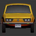 Yellow Vintage Small Car With Shiny Exterior And Reflective Surface Design