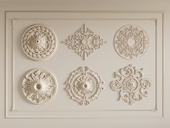 Gypsum lamp panel carved lamp panel chandelier base round lamp panel gypsum component 3d model