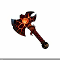 Lava Cracked Battle Axe With Glowing Core Dragon Claw Handle And Decorative Pommel
