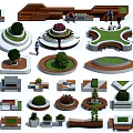 Various Tree Pit Designs With Different Shapes Materials And Urban Landscape Elements 3d model
