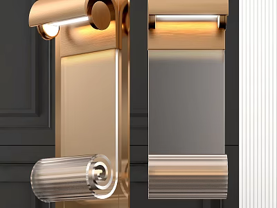 Modern Gold Wall Sconce With Sleek Metal Frame And Glass Shade Design 3d model