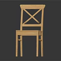 Wooden Leisure Chair With Cross Back Design And Natural Tone For Home Furniture