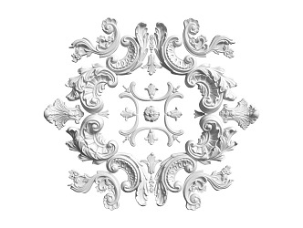 European-style lamp panel gypsum component carved 3d model