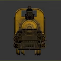 Yellow Steam Train Model With Black Cargo Car And Details On Gray Background