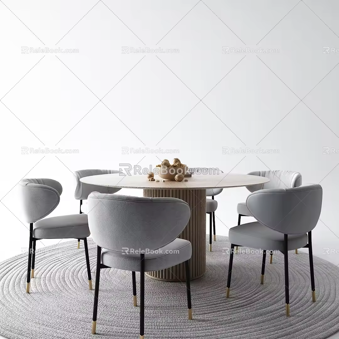 Modern Dining Table and Chair Combination 3d model