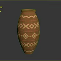Decorative Terracotta Vase With Geometric Patterns And Cylindrical Shape For Home Decor 3d model