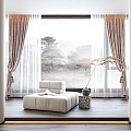 European style curtain 3d model