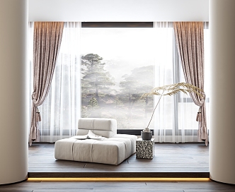 European style curtain 3d model