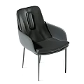 Modern Leisure Chairs With Leather Upholstery Red Black Brown Colors And Metal Legs
