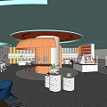 Modern Specialty Store Interior With Colorful Display Shelves And Comfortable Seating Area