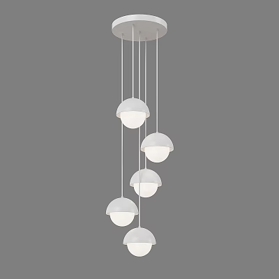 Modern Pendant Light With Multiple Spherical White Bulbs Hanging From Ceiling 3d model