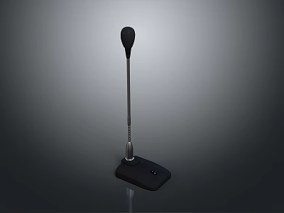 Modern Desktop Microphone With Black Base And Metal Flexible Rod Electronic Device 3d model