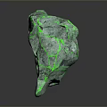 Green Cracked Crystal Stone With Glowing Surface Lines On Gray Background 3d model