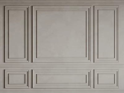 Light Gray Wall Paneling With Geometric Decorative Lines For Modern Interior Design 3d model