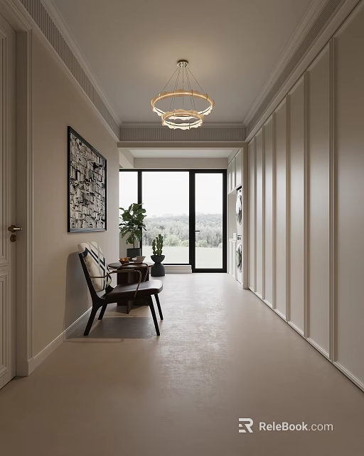 Modern Walk In Closet With Natural Light And Decor 3d model