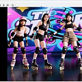 Women Wearing Roller Skates Helmets And Protective Gear On Colorful Graffiti Background