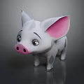 Cute Cartoon Pig Stuffed Toy With White Body Pink Ears And Spots