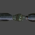 Game Movie Character With Green Hooded Cloak Glowing Eyes And Mechanical Arms With Triangle Symbol