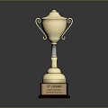 Wooden Base Furniture With Gold Trophy Accent And Display Stand