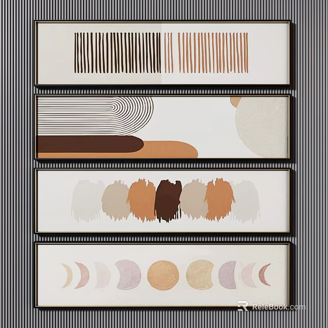 Modern Minimalist Decorative Wall Art With Geometric Patterns And Warm Tones 3d model