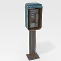 Vintage Public Phone Booth With Classic Telephone And Sturdy Metal Stand Design