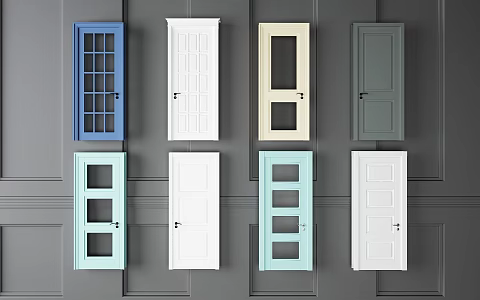 Color bedroom door combination 3d model