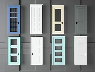 Color bedroom door combination 3d model