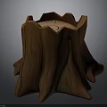 Plant Growing in Natural Tree Stump Planter with Decorative Bark Design