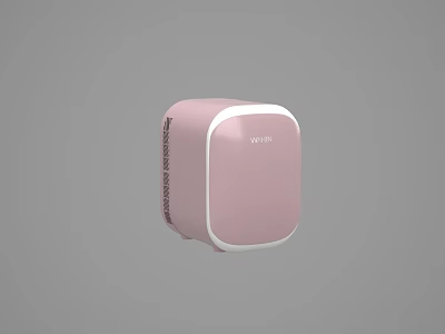 VOICE Pink Cube shaped Mini Fridge with White Trim and Modern Design 3d model