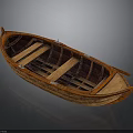 Traditional Wooden Boat With Open Design And Wooden Seats Classic Structure