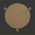 Vintage Round Dining Table With Distressed Surface And Peeling Green Paint Wooden Legs