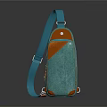 Turquoise And Orange Crossbody Bag With Canvas Fabric And Sleek Zipper Design