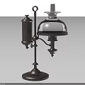 Vintage Candle Lamp With Metal Stand And Glass Shade On Stable Base