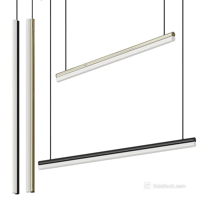 Modern Linear Pendant Lights With Gold And Black Design For Contemporary Interior Decor 3d model 