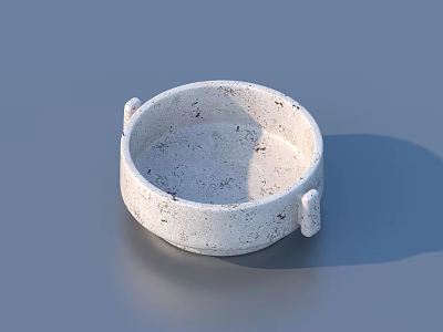 White Ceramic Bowl With Two Side Handles And Speckled Surface For Daily Use 3d model