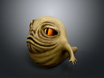 Game Movie Character With Yellow Eyes Wrinkled Skin And Round Body Creature 3d model