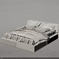 Modern Cozy Double Bed With Upholstered Frame Plush Pillows And Soft Bedding 3d model