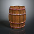 Classic Vintage Wooden Barrel With Striped Texture And Red Metal Hoops