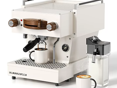 Modern White Coffee Machine With Milk Frother And Cup For Kitchen Appliance 3d model