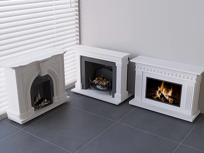 European-style carved plaster fireplace 3d model