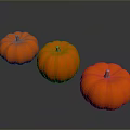 Three Vibrant Orange Pumpkins Fresh Ripe Food For Cooking And Baking