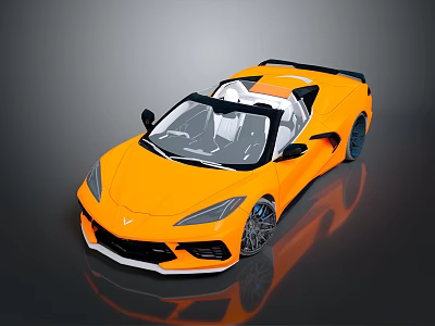 Yellow Convertible Sports Car With Sleek Design Black Accents And Modern Styling 3d model