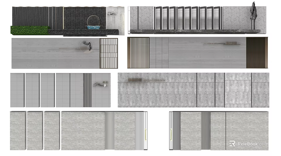 Modern Wall Panel Designs With Various Textures Patterns And Structures For Interior 3d model