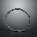 Antique Bronze Circular Bracelet With Green Red Patina And Decorative Pattern