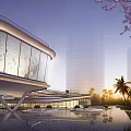 ZHONGHAOAN CUIPING Building Modern Architectural Design With Curved Roof Trees And Parking Area