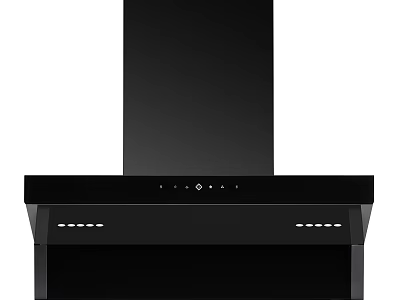 Black Modern Kitchen Range Hood With Sleek Design And Control Panel 3d model