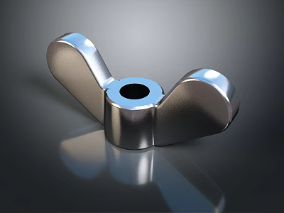 Metal Wing Nut Hardware Tool with Shiny Surface and Wing Shaped Design for Mechanical Fastening 3d model