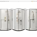 Modern Transparent Glass Shower Enclosures With Shower Heads And Control Panels