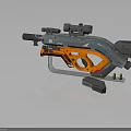 Orange Gray Modern Weapon Featuring Scope Stand And Accessories Design 3d model